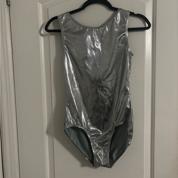 Balera Silver Metallic Bodysuit Plunging V-Neck - Picture 2 of 4